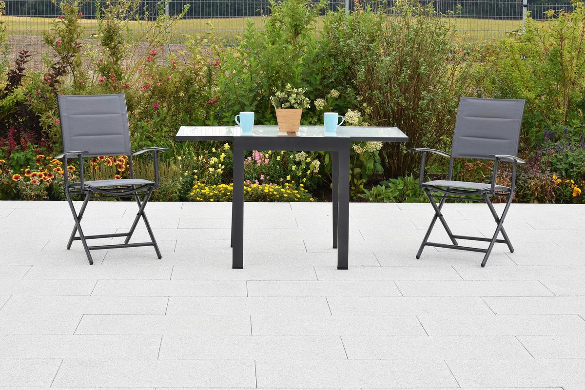 GARTENSET FLORENZ - Graphitfarben/Grau, MODERN, Textil/Metall - Gardenson