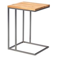 STOLIK BOCZNY FINN - kolor dębowy/kolor stalowy, Design, metal/drewno (38/43/62cm)