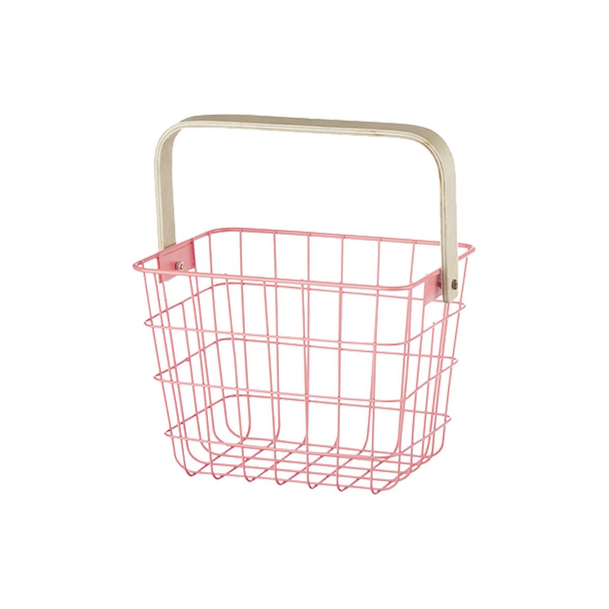 Korb Linus Rosa/Naturfarben - Naturfarben/Rosa, Holz/Metall (20/15/15cm) - Mömax