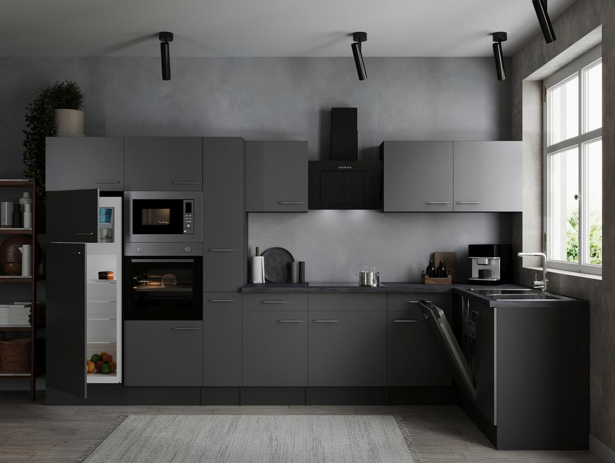 Kotna Kuhinja Z Aparati Oliver, 370x172cm - srebrne barve/siva, Design, kovina/leseni material (370/172cm) - Respekta