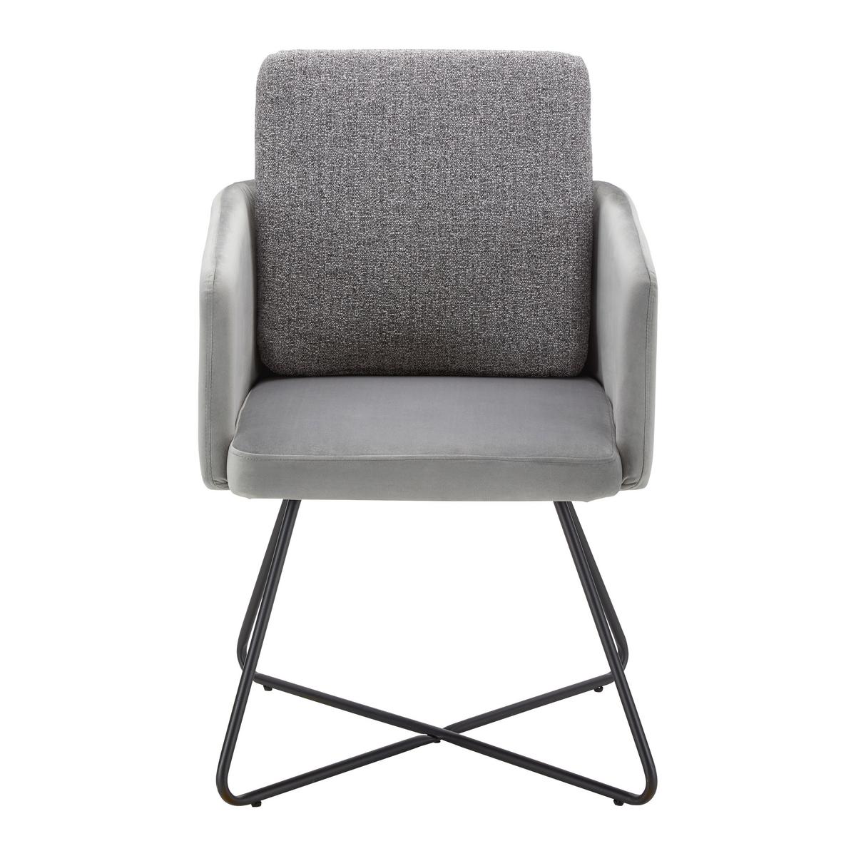 KRZESŁO Z PODŁOKIETNIKAMI MALIA - czarny/szary, Modern, metal/tkanina (57/72,5/61cm) - Bessagi Home