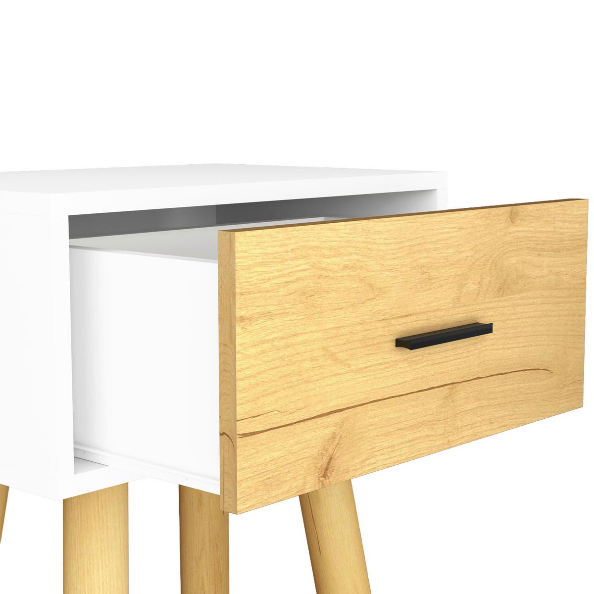 Nachttisch Singol "l" - Honigeiche/Weiss, Modern, Holzwerkstoff/Metall (45/56/30cm) - Livetastic