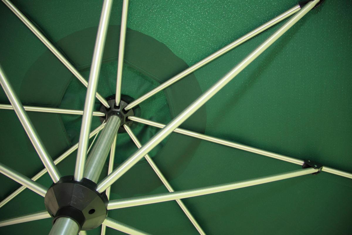 Sonnenschirm Acapole Grün D: ca. 300 cm - Platinfarben/Dunkelgrün, Basics, Textil/Metall (300cm) - Gardenson