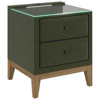 Noćni Ormarić Smile - zelena, Konvencionalno, staklo/drvni materijal (49/58,5/46cm) - Premium Living