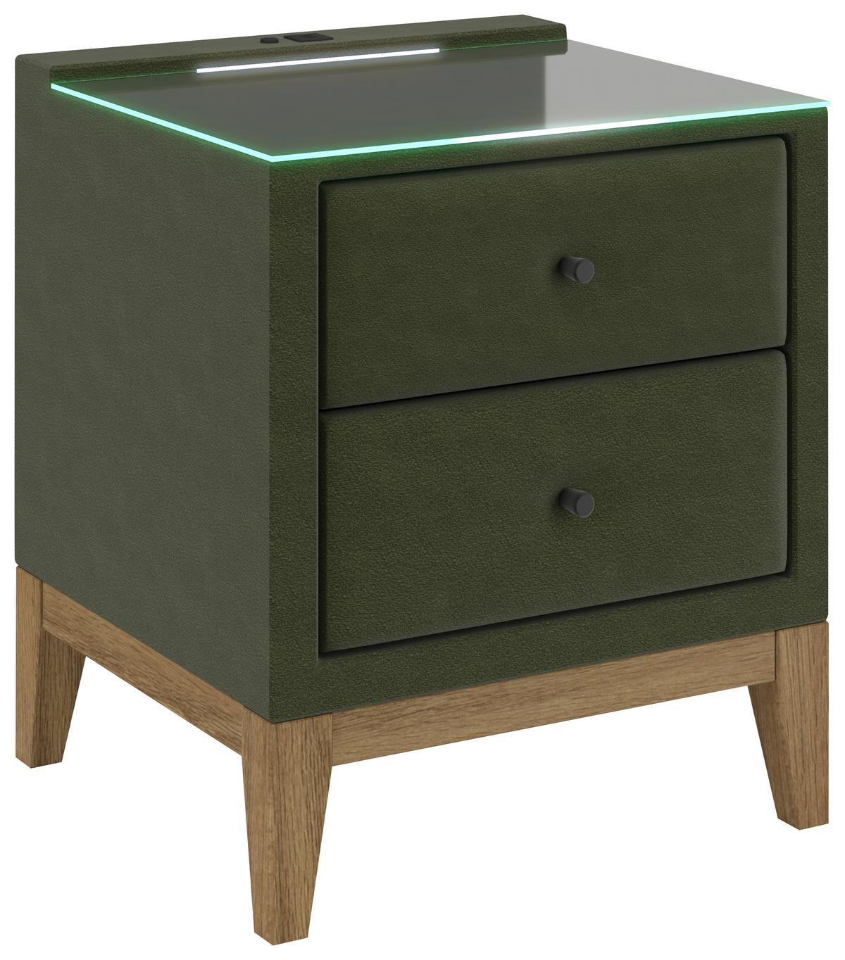 Noćni Ormarić Smile - zelena, Konvencionalno, staklo/drvni materijal (49/58,5/46cm) - Premium Living