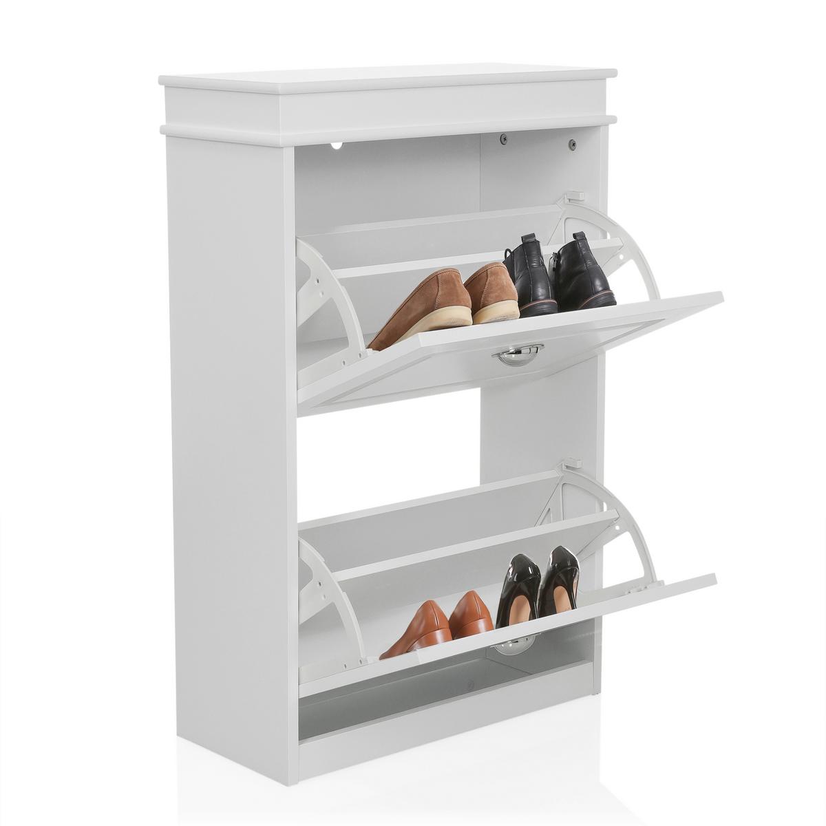 Omara Za Čevlje Estha 2, Bela - srebrne barve/bela, Moderno, kovina/leseni material (53/82/24cm) - MID.YOU