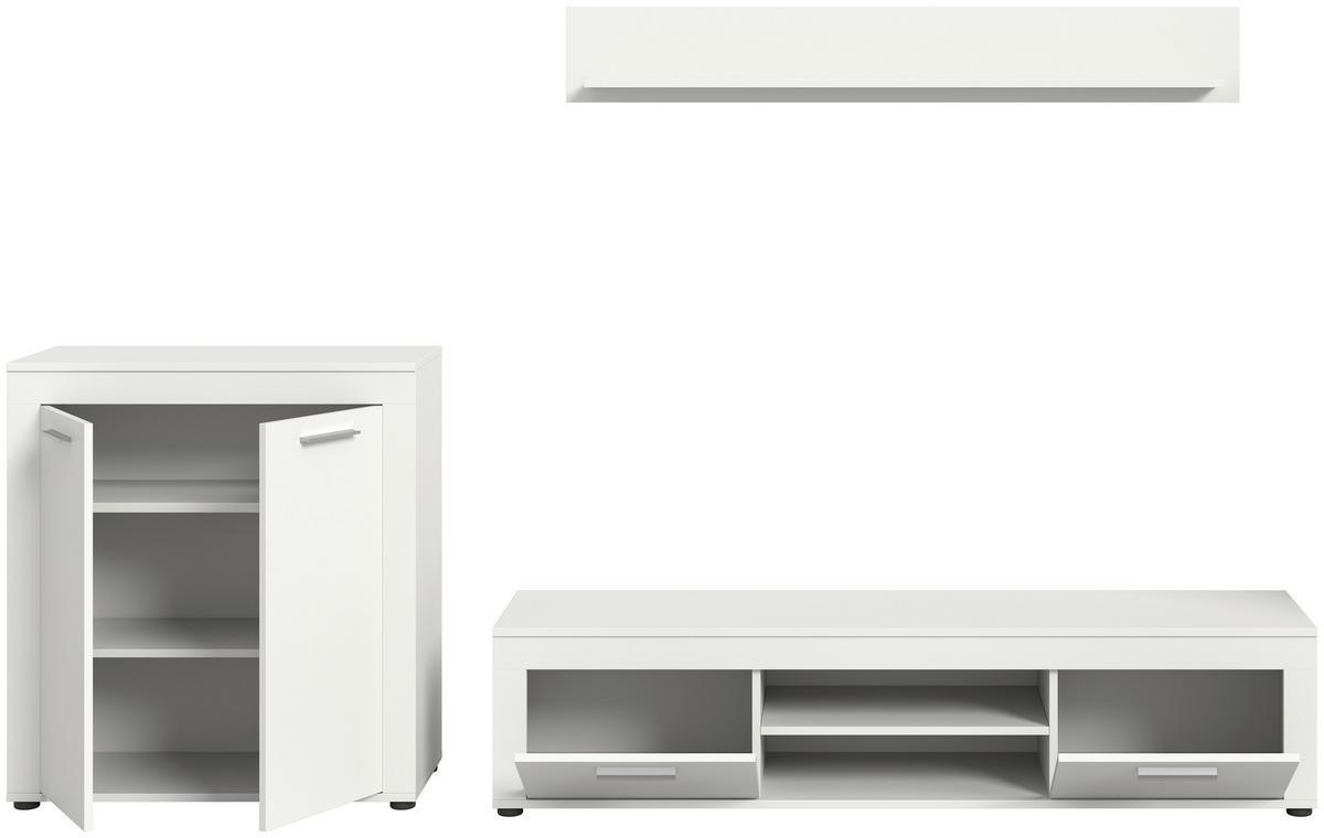 Ansamblu mobilier camera de zi JAM - alb, Design, material pe bază de lemn (255/159/35cm) - Modern Living