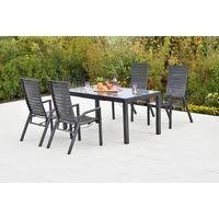 Gartentischgruppe Siros 5-tlg. Graphitfarben - Graphitfarben, KONVENTIONELL, Metall - Gardenson