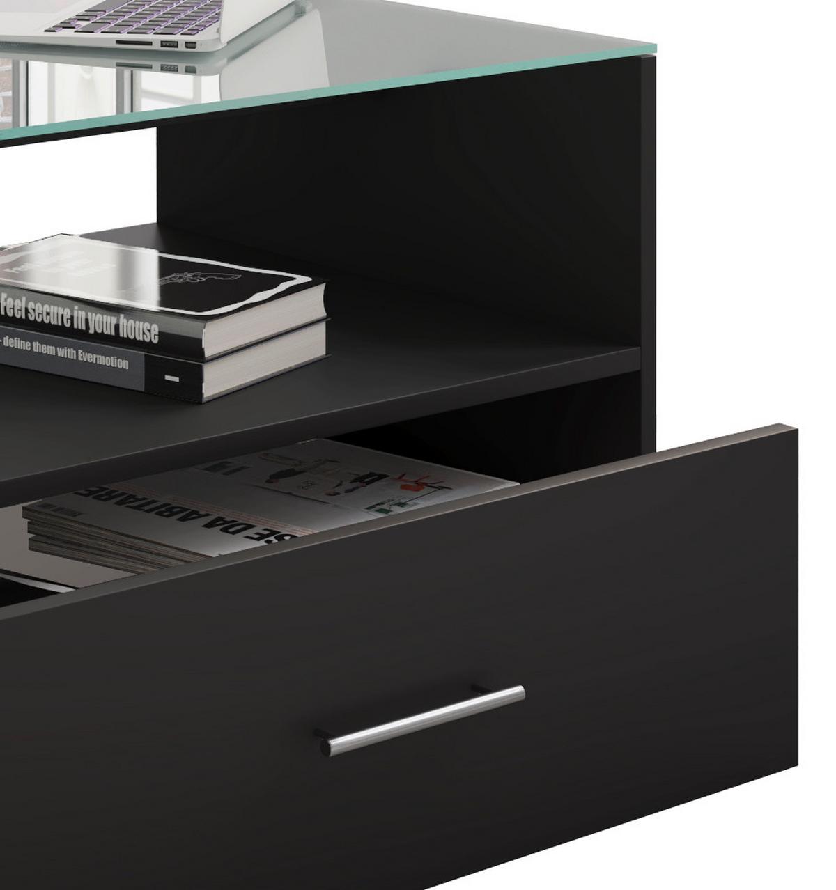 Klubska Miza Tindala, Črna - črna, Basics, steklo/leseni material (50/100/45cm) - MID.YOU