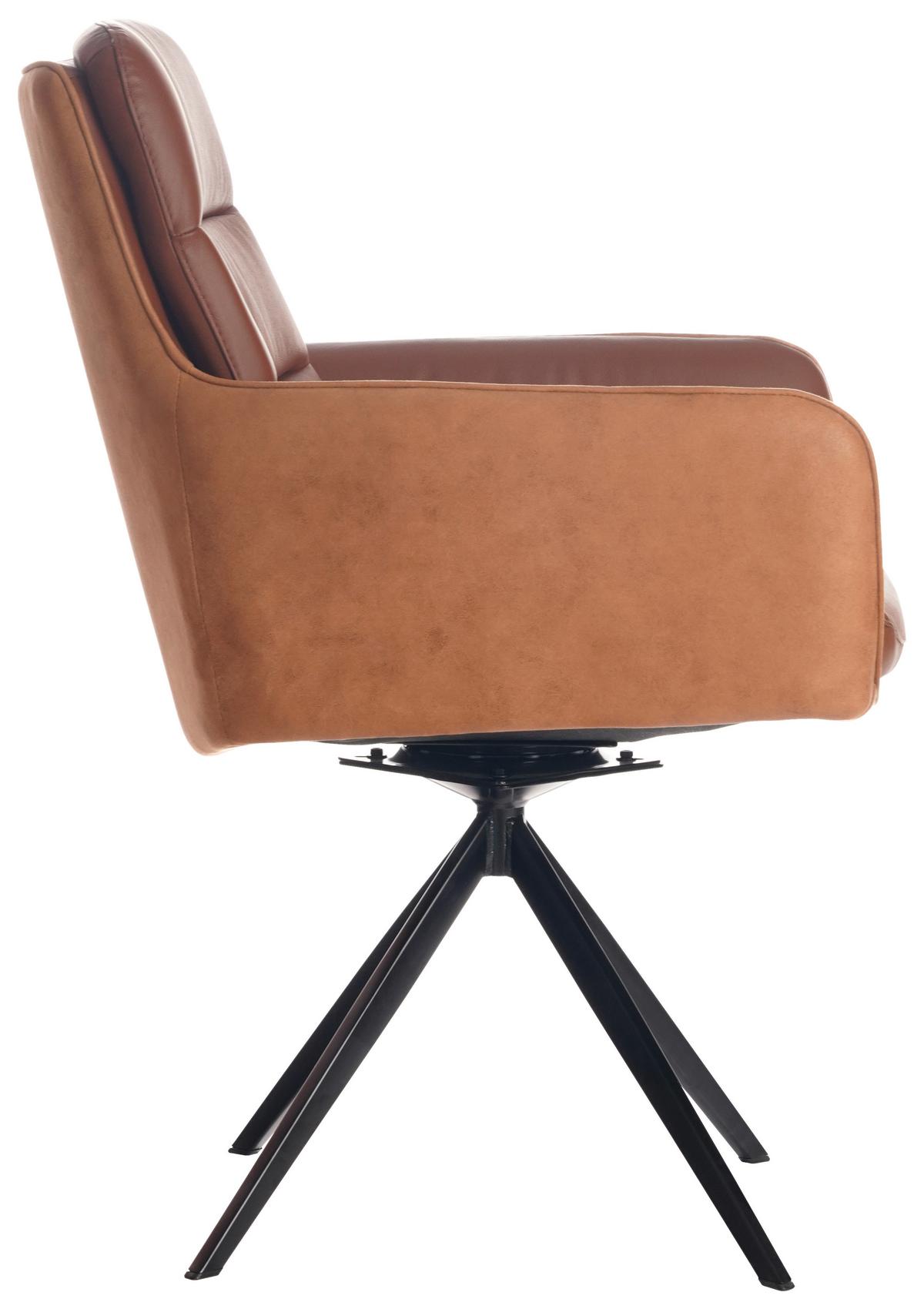 KRZESŁO Z PODŁOKIETNIKAMI MITO -EXKLUSIV- - czarny/koniak, Design, skóra/metal (58/89/67cm) - Xora