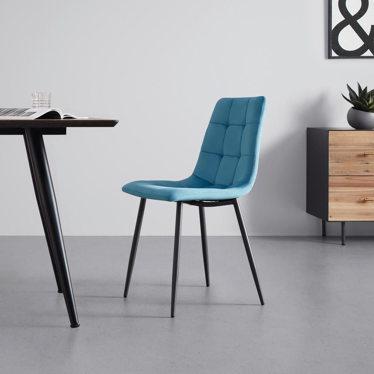 KRZESŁO RIA - petrol/czarny, Modern, metal/drewno (43,5/87/54cm) - Bessagi Home