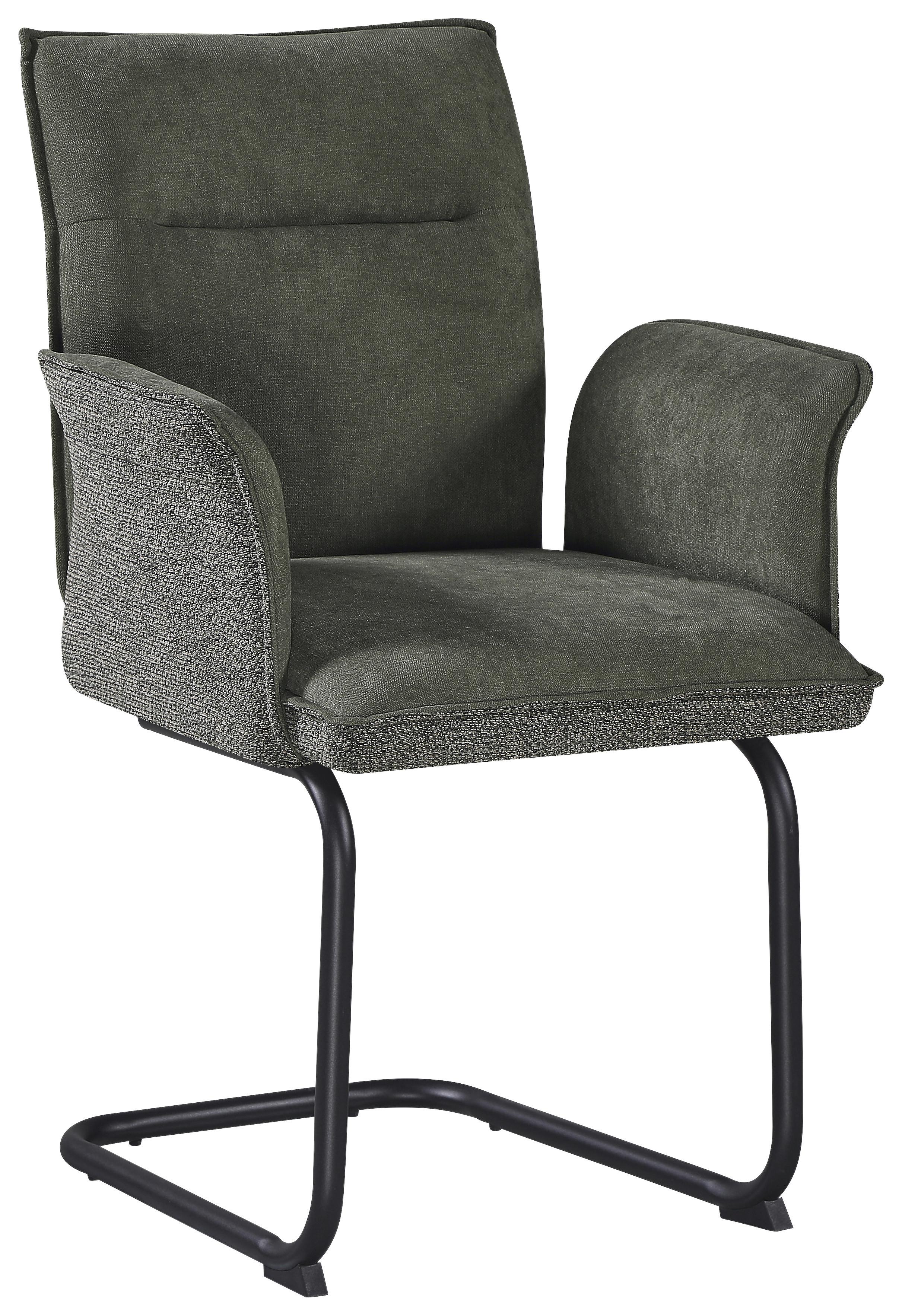 Armlehnstuhl Nova Grün - Schwarz/Grün, MODERN, Textil/Metall (63/90/61cm) - Premium Living
