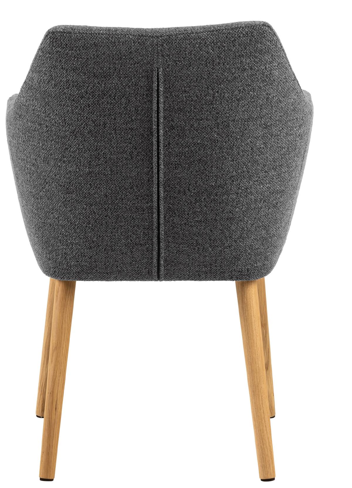 KRZESŁO Z PODŁOKIETNIKAMI NORA - kolor dębowy/szary, Konventionell, tkanina/drewno (58/84/58cm) - MID.YOU
