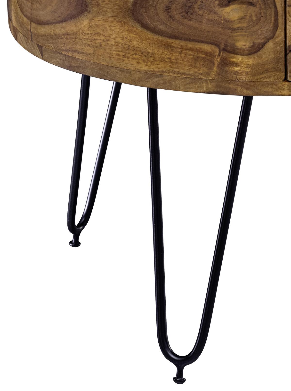 Couchtisch mit Laden ca. 60x44,5 cm Sheesham - Sheeshamfarben/Schwarz, MODERN, Holz/Metall (60/60/44,5cm) - MID.YOU