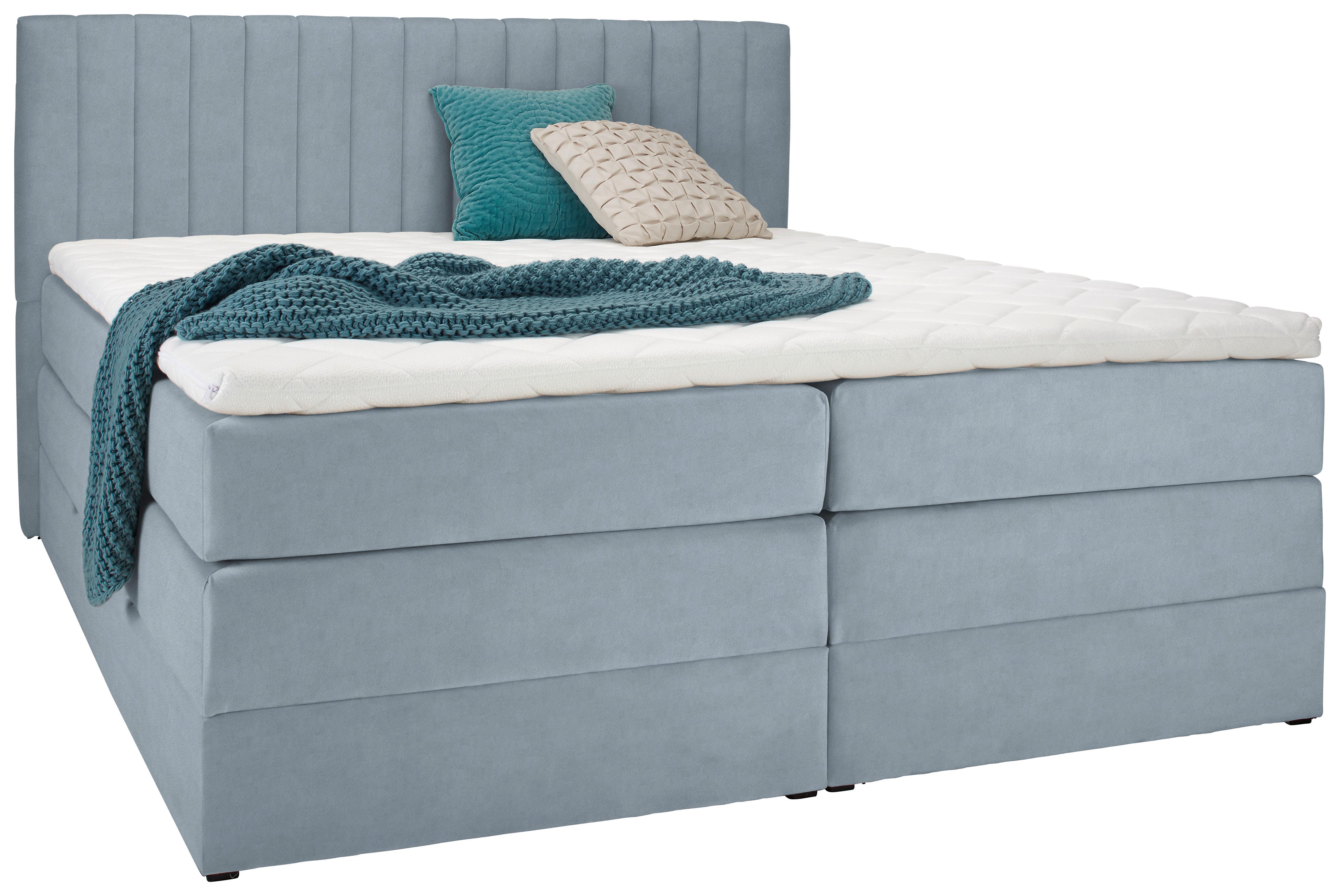 Boxspringbett Simon in Mintgrün ca. 180x200cm - Schwarz/Mintgrün, KONVENTIONELL, Holz/Holzwerkstoff (180/200cm) - Premium Living