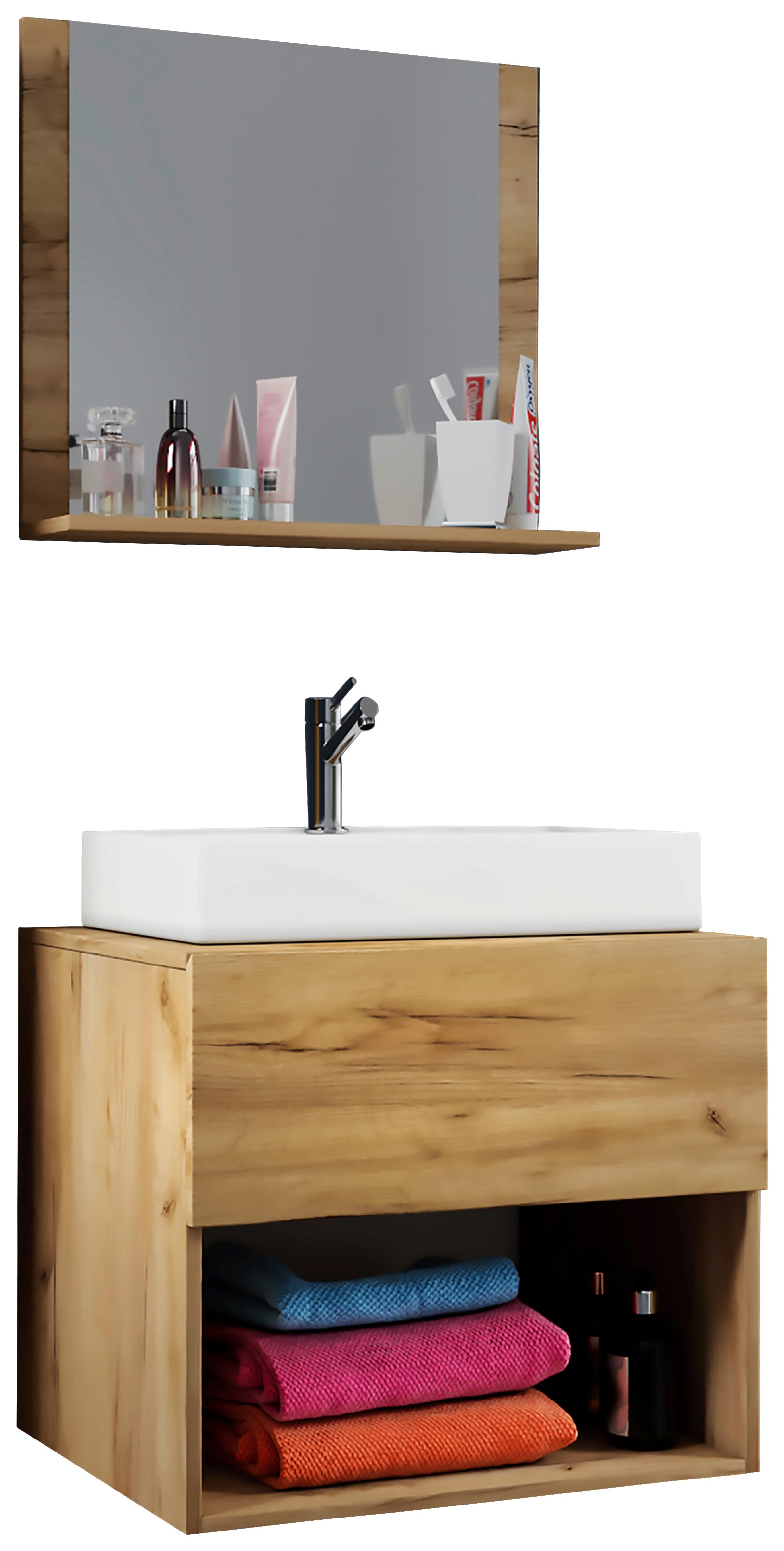 Kopalnica Lendas, Hrast - bela/medeni hrast, Moderno, leseni material/keramika (60cm) - MID.YOU