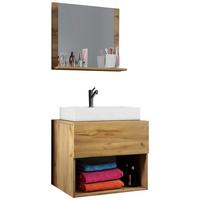 Kopalnica Lendas, Hrast - bela/medeni hrast, Moderno, leseni material/keramika (60cm) - MID.YOU