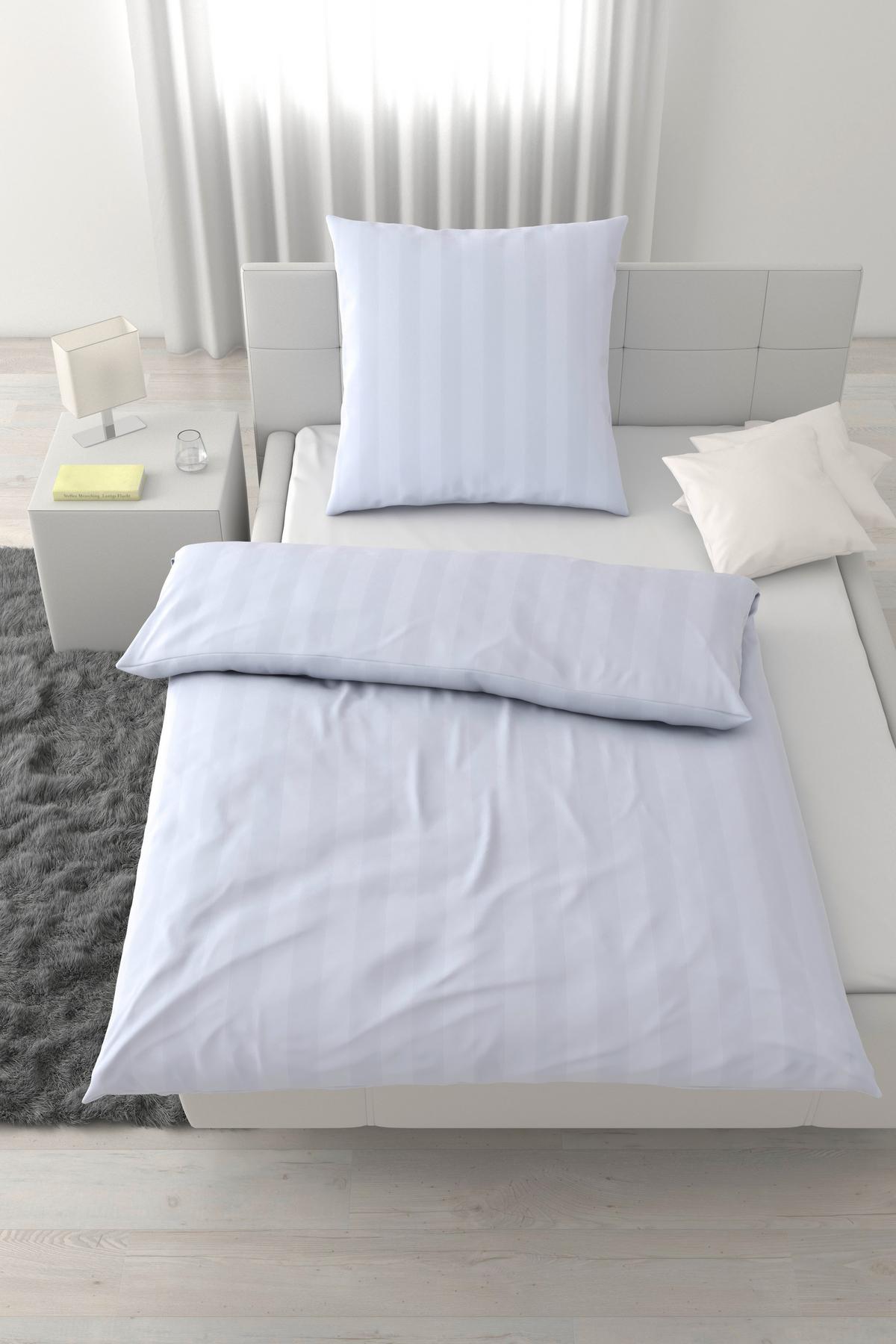 Bettwäsche Xenia Streif XL Weiß ca. 155x220cm - Weiß, MODERN, Textil (155/220cm) - Premium Living
