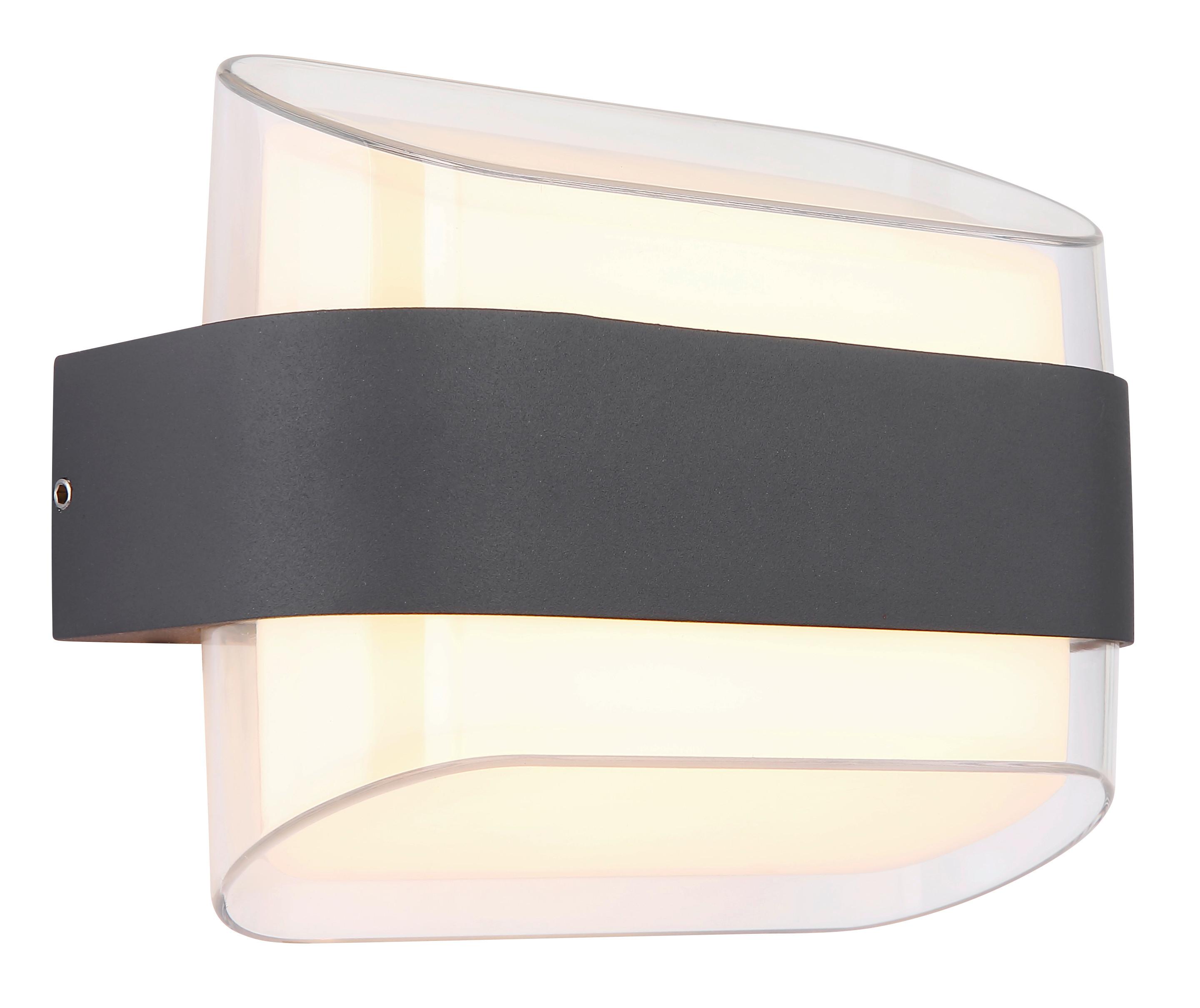 LED-Außenleuchte Plixon Opal/Transparent max.12Watt - Transparent/Anthrazit, Design, Kunststoff/Metall (16/7,8/12,5cm) - Globo