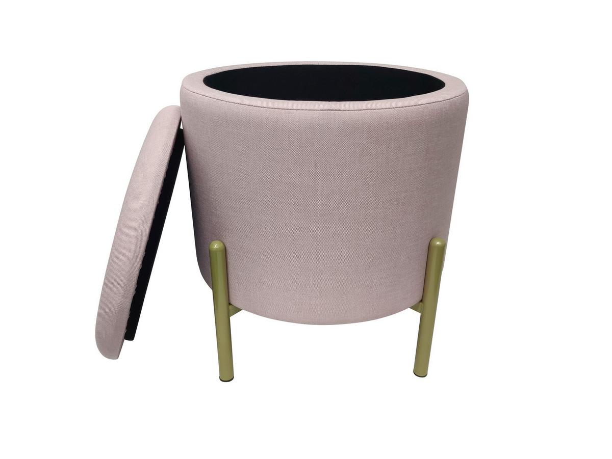 Hocker Logan Rosa Samt mit Stauraum - Goldfarben/Rosa, Design, Textil/Metall (36/40/36cm) - Echtwerk