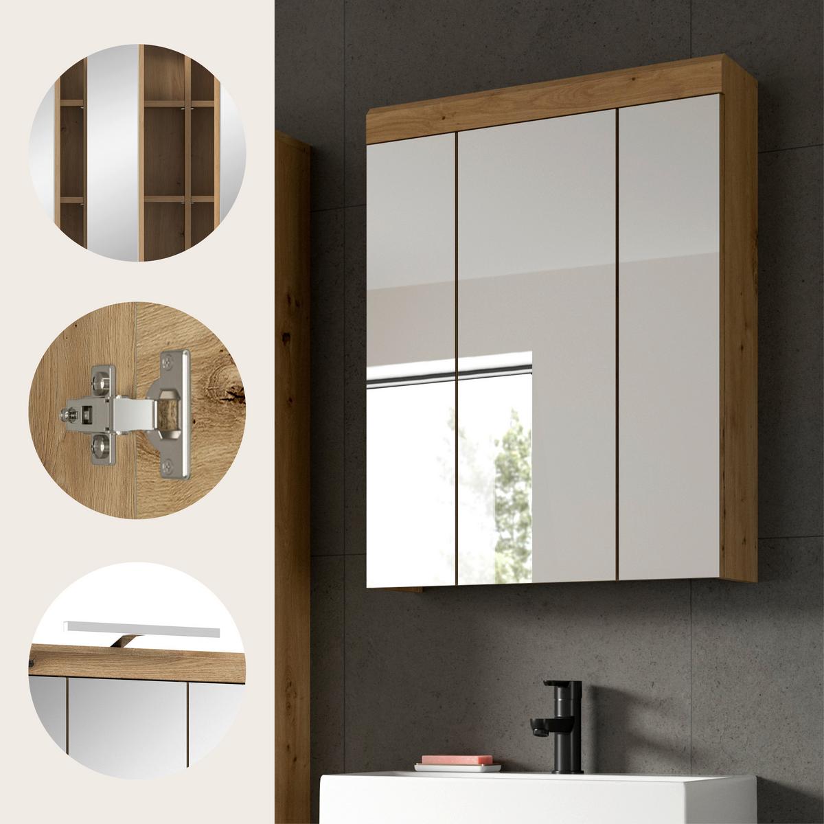 Spiegelschrank Scout Eiche Artisan - Eiche Artisan, Trend, Glas/Holzwerkstoff (60/79/18cm) - MID.YOU