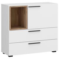 Komoda Marlow - bijela/boje hrasta, Moderno, drvni materijal/plastika (90/86,1/41,6cm) - Modern Living