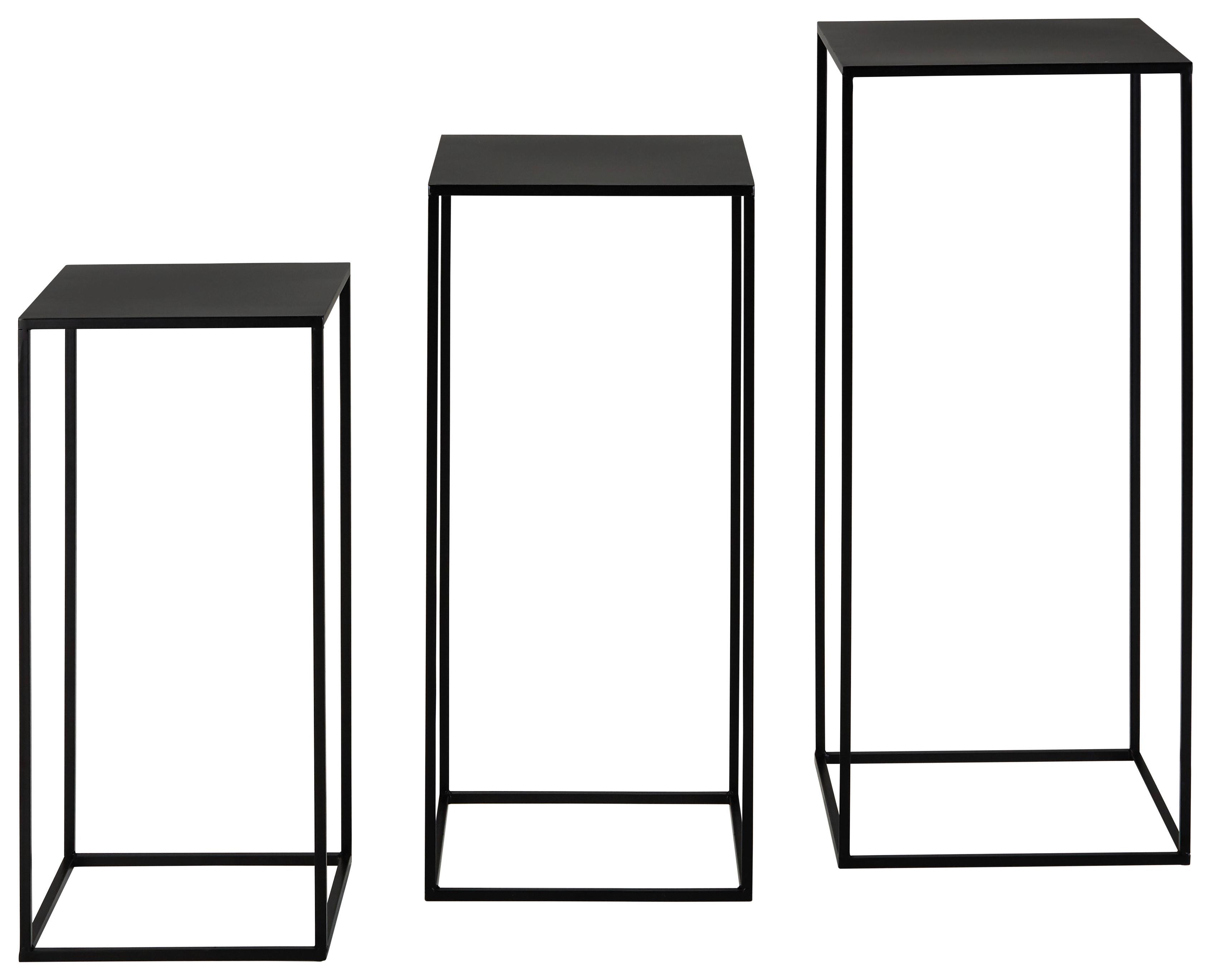 Blumentischset in Schwarz, 3-teilig - Schwarz, MODERN, Metall (33/80/33/30/70/30/27/60/27cm) - Mömax