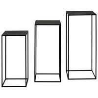 Blumentischset in Schwarz, 3-teilig - Schwarz, MODERN, Metall (33/80/33/30/70/30/27/60/27cm) - Mömax