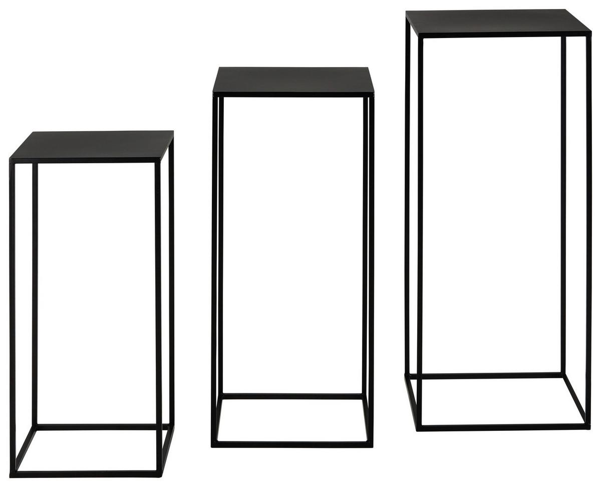 Blumentischset in Schwarz, 3-teilig - Schwarz, MODERN, Metall (33/80/33/30/70/30/27/60/27cm) - Mömax