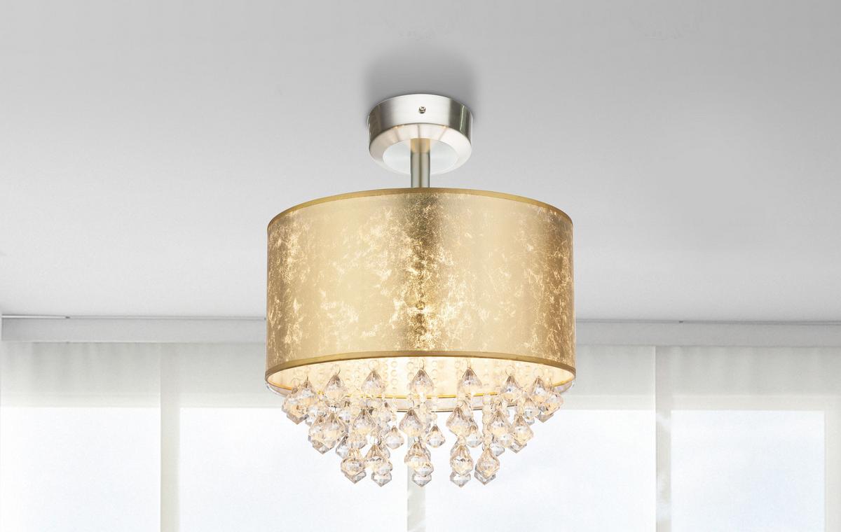 Deckenleuchte 15187D3 in Goldfarben max. 60 Watt - KONVENTIONELL, Textil/Metall (40/46cm) - Globo