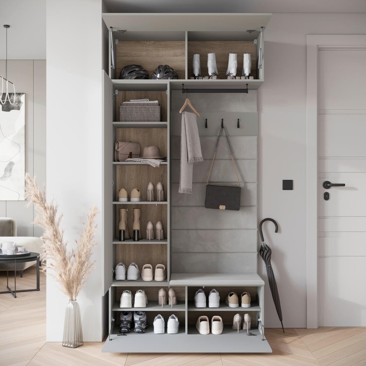 Garderobe Tejo Grau - Grau, Design, Holzwerkstoff (115/231,9/37,5cm) - Livetastic