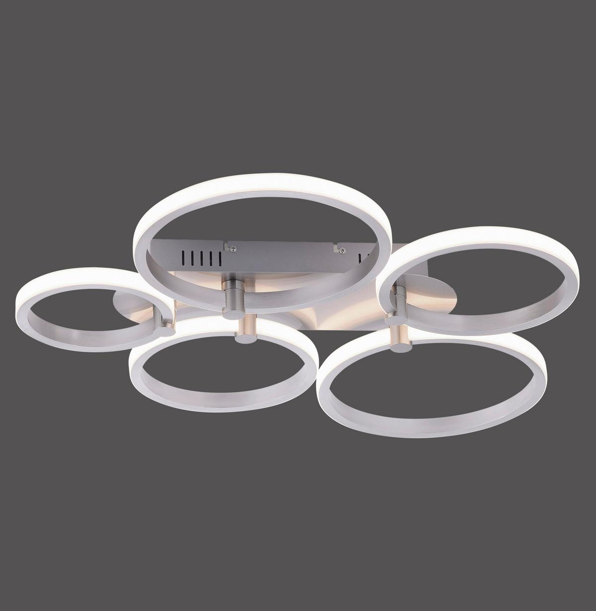 LED-Deckenleuchte in Silber max. 23 Watt - Silberfarben, Design, Metall (66/55/8,5cm)