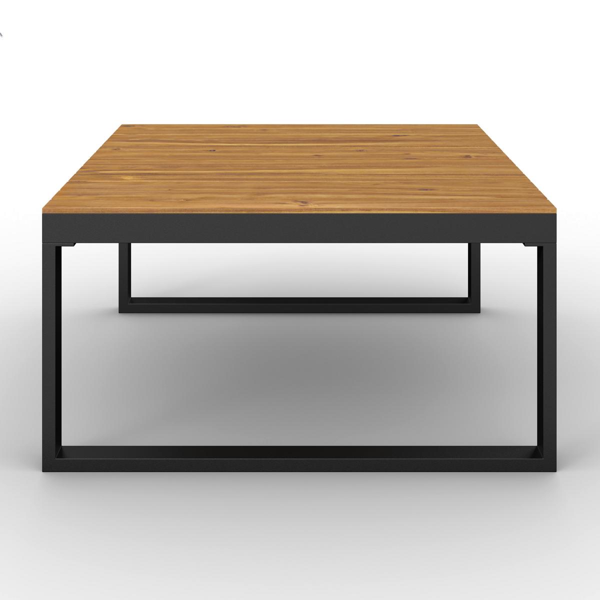 Loungegarnitur Adriano Creme Akazie/Metall/Outdoorstoff - Creme/Schwarz, MODERN, Holz/Textil - Bessagi Garden