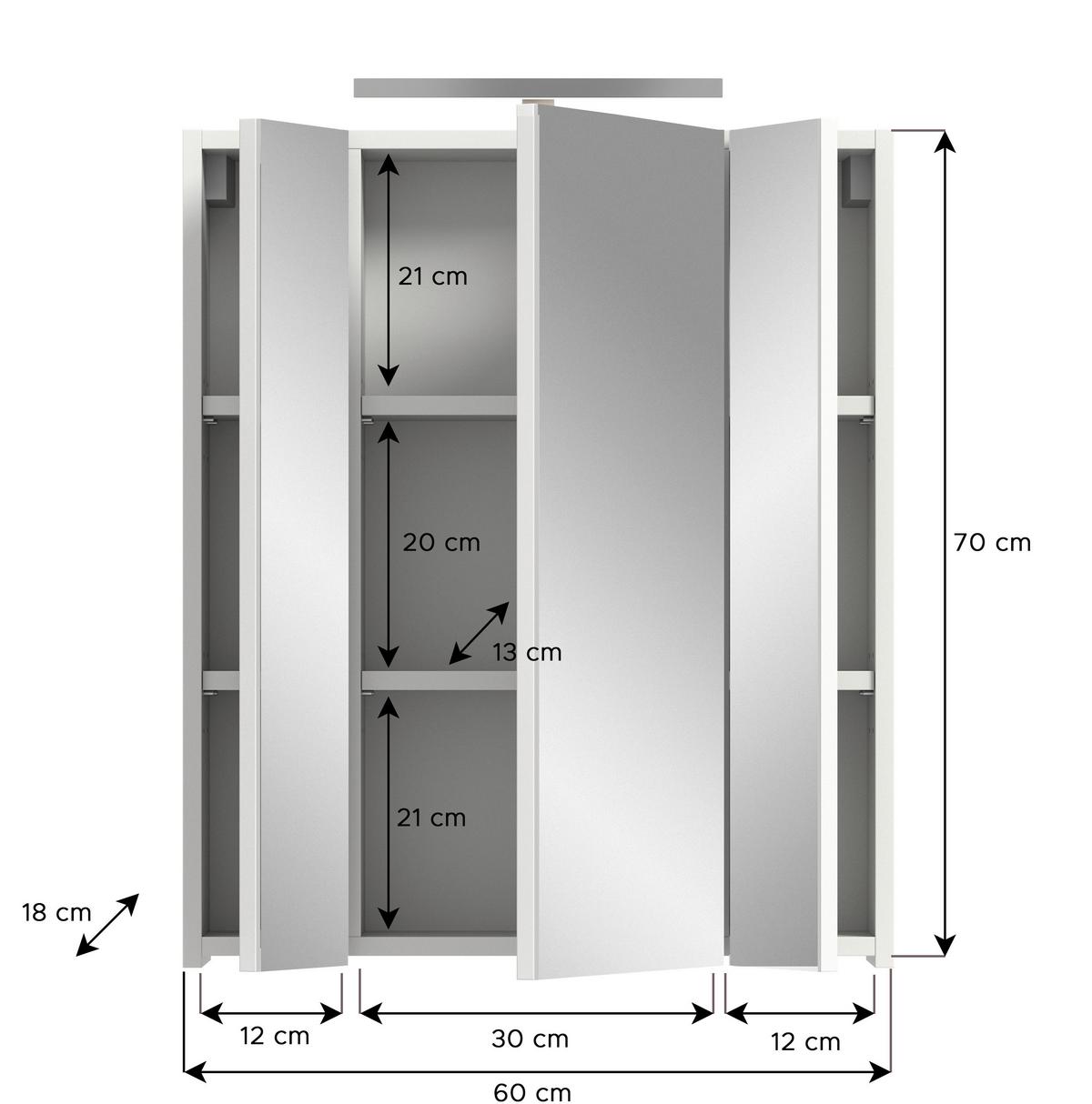 Spiegelschrank Ice mit LED Spiegelschrank Ice mit LED - Weiß Hochglanz/Weiß, MODERN, Holzwerkstoff (60/55/46cm) - MID.YOU