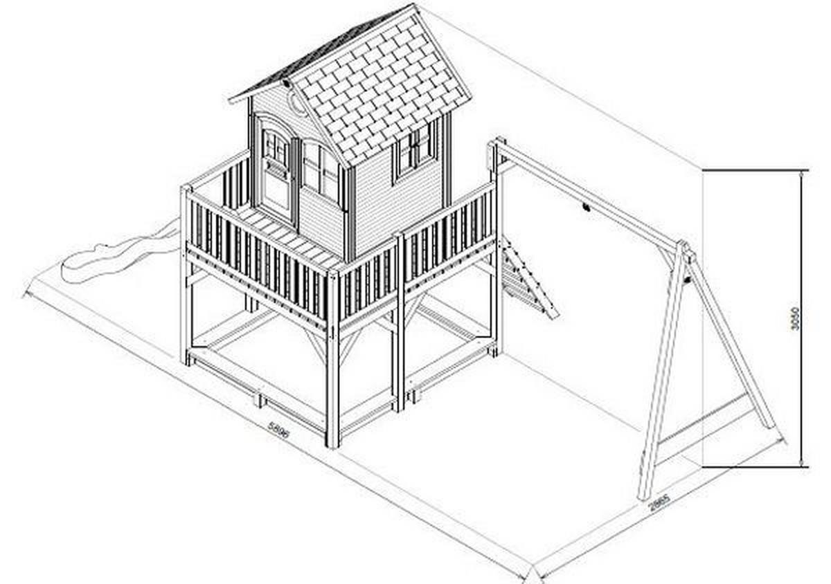 Spielhaus Axi Liam - Braun, Basics, Holz (588/305/270cm) - Ambia Garden