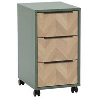 Rollcontainer Piazza Grün/Eichefarben - Eichefarben/Schwarz, MODERN, Holzwerkstoff/Kunststoff (32,60/59,7/39,10cm) - Mömax