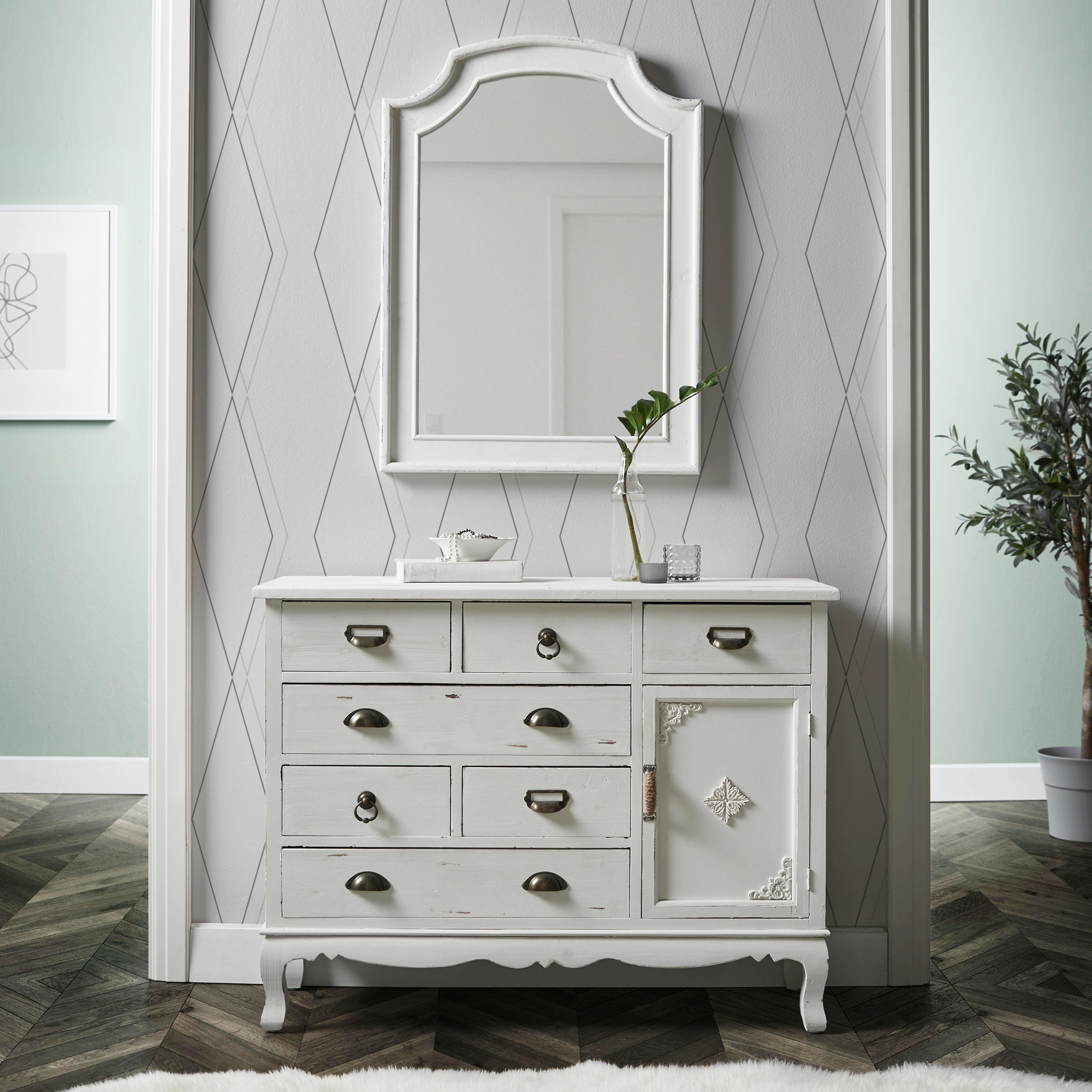 KOMMODE in Weiß 'Lewis Vintage' - Weiß, MODERN, Holz/Metall (105/80/34cm) - Bessagi Home