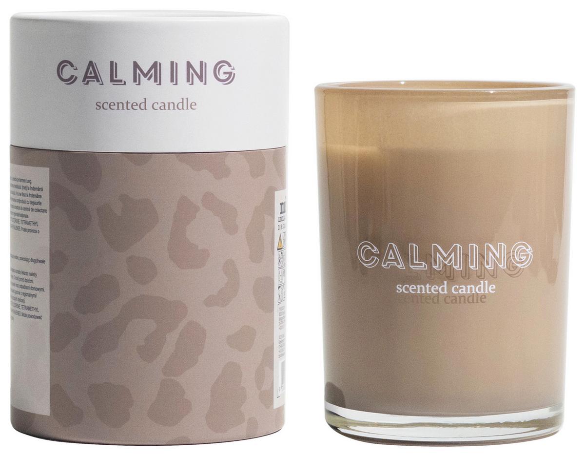 Lumânare în pahar de sticlă LIBELLA - gri închis, materiale naturale/sticlă (8/10,6cm) - Modern Living