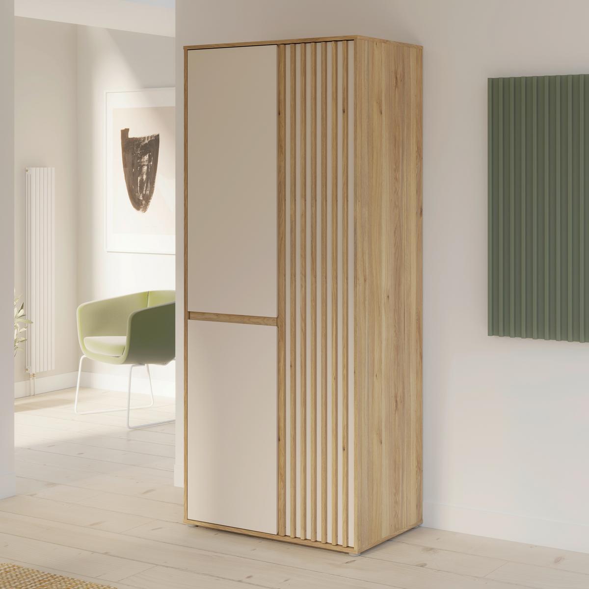 Komoda Eliston - siva/boje hrasta, Natur, drvni materijal/plastika (84/200,1/54cm) - Modern Living