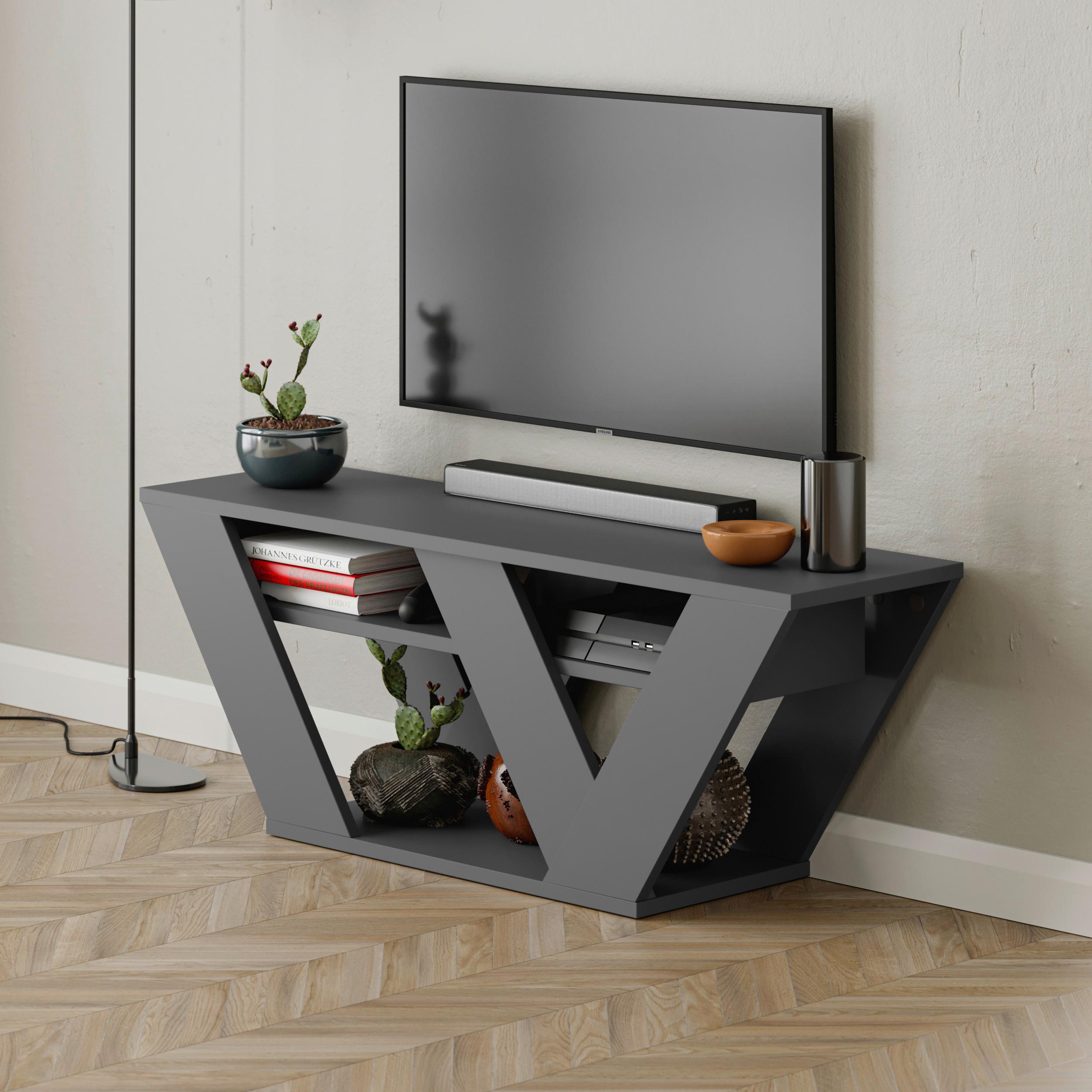 Phonotisch Pipralla ca. 110x30x40 cm Weiß - Anthrazit, Design, Holzwerkstoff (110/30/40cm) - Livetastic