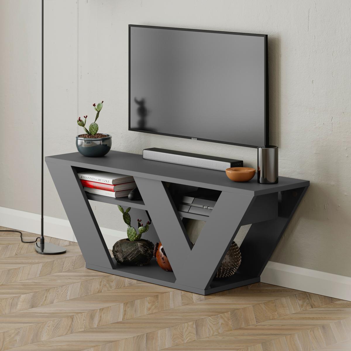 Nizka Omarica Pipralla - antracit, Design, leseni material (110/30/40cm) - Livetastic
