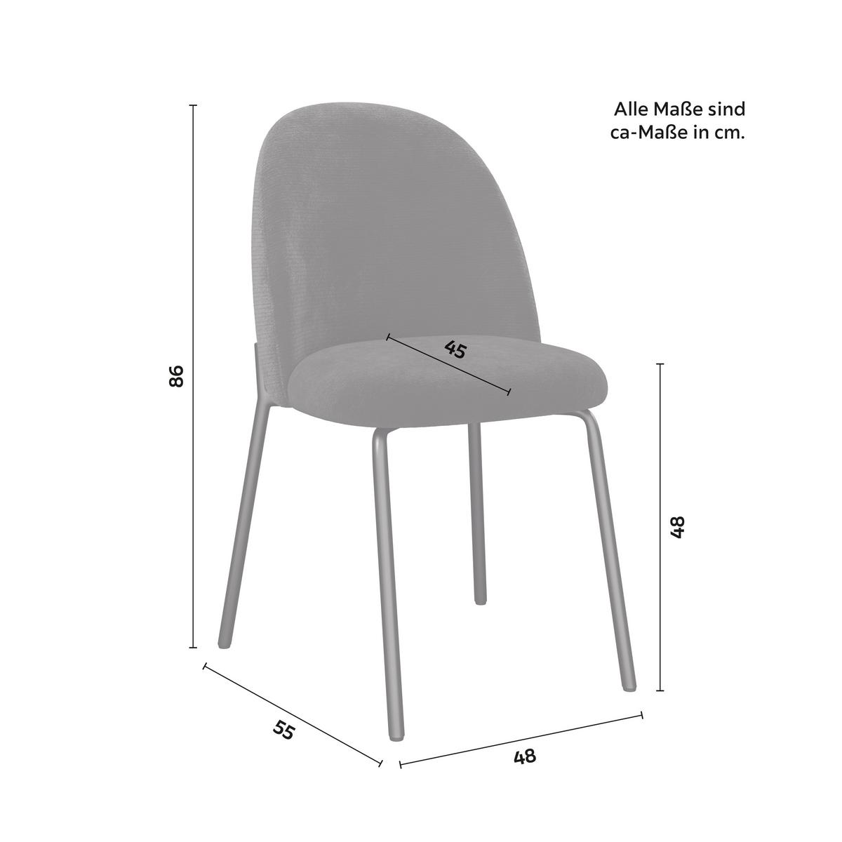 Stuhl Elora Schwarz Webstoff Gepolstert - Schwarz, MODERN, Textil/Metall (48/86/55cm) - Bessagi Home