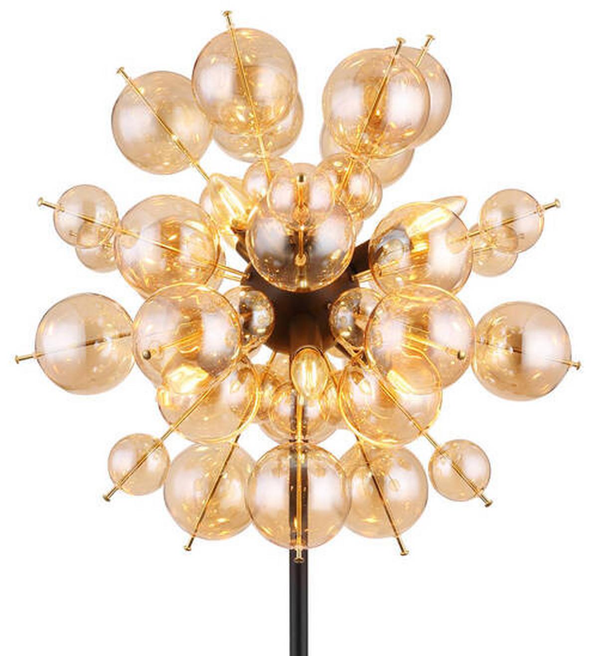 STEHLEUCHTE 15633SA - Goldfarben/Schwarz, Konventionell, Glas/Metall (55/155cm) - Globo
