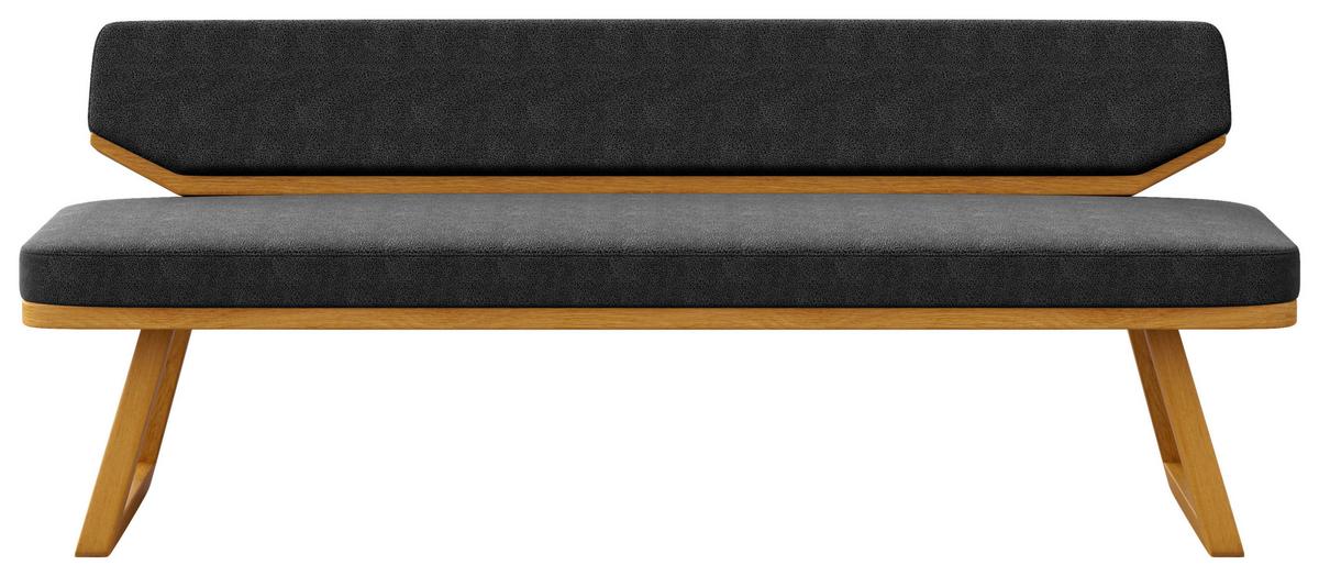 ŁAWKA ALMERO - kolor dębowy/ciemnoniebieski, Basics, drewno/tkanina (190/80/52cm) - Carryhome