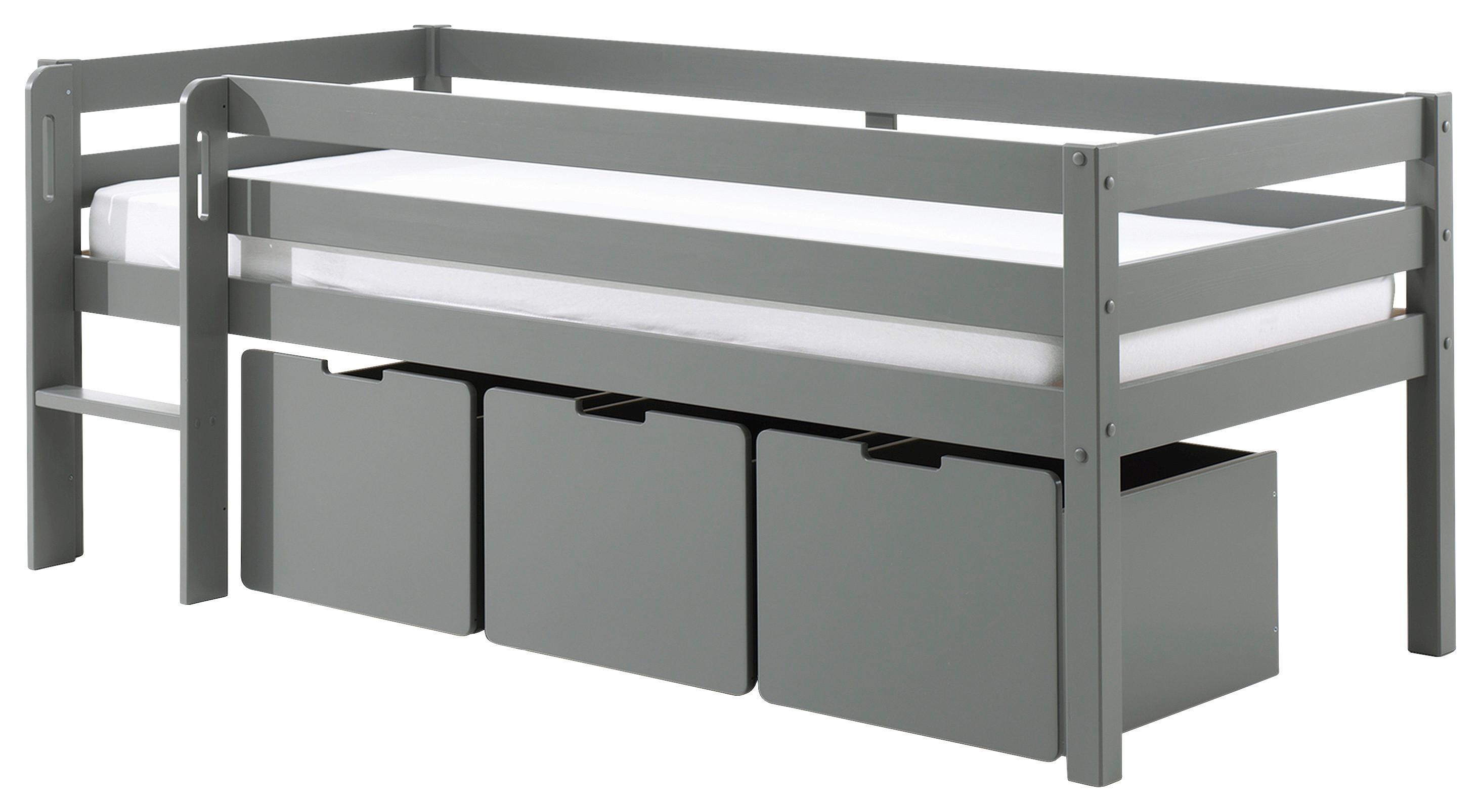 Hochbett Pino mit 3 Schubkästen ca. 90x200cm Grau - Grau, MODERN, Holz/Holzwerkstoff (90/200cm) - MID.YOU