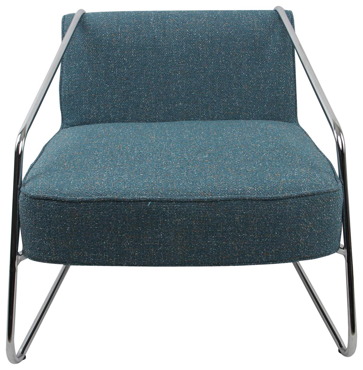 FOTEL DESIGNERSKI NAOMI - niebieski/kolor chromowy, Modern, metal/tkanina (62/85/65cm) - Livetastic
