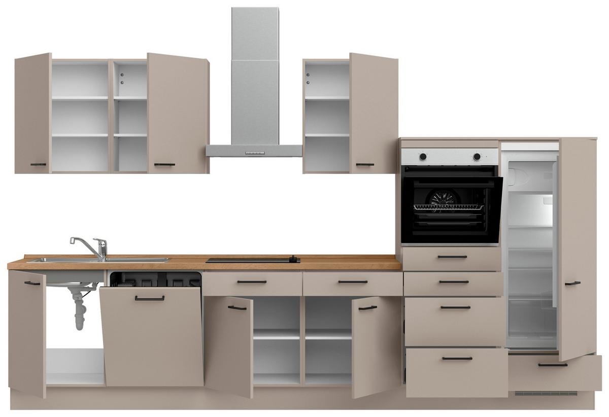 Küchenleerblock Easytouch Low o. Geräte Sandfarben - Sandfarben/Eichefarben, MODERN, Holzwerkstoff/Metall (360cm) - Nobilia