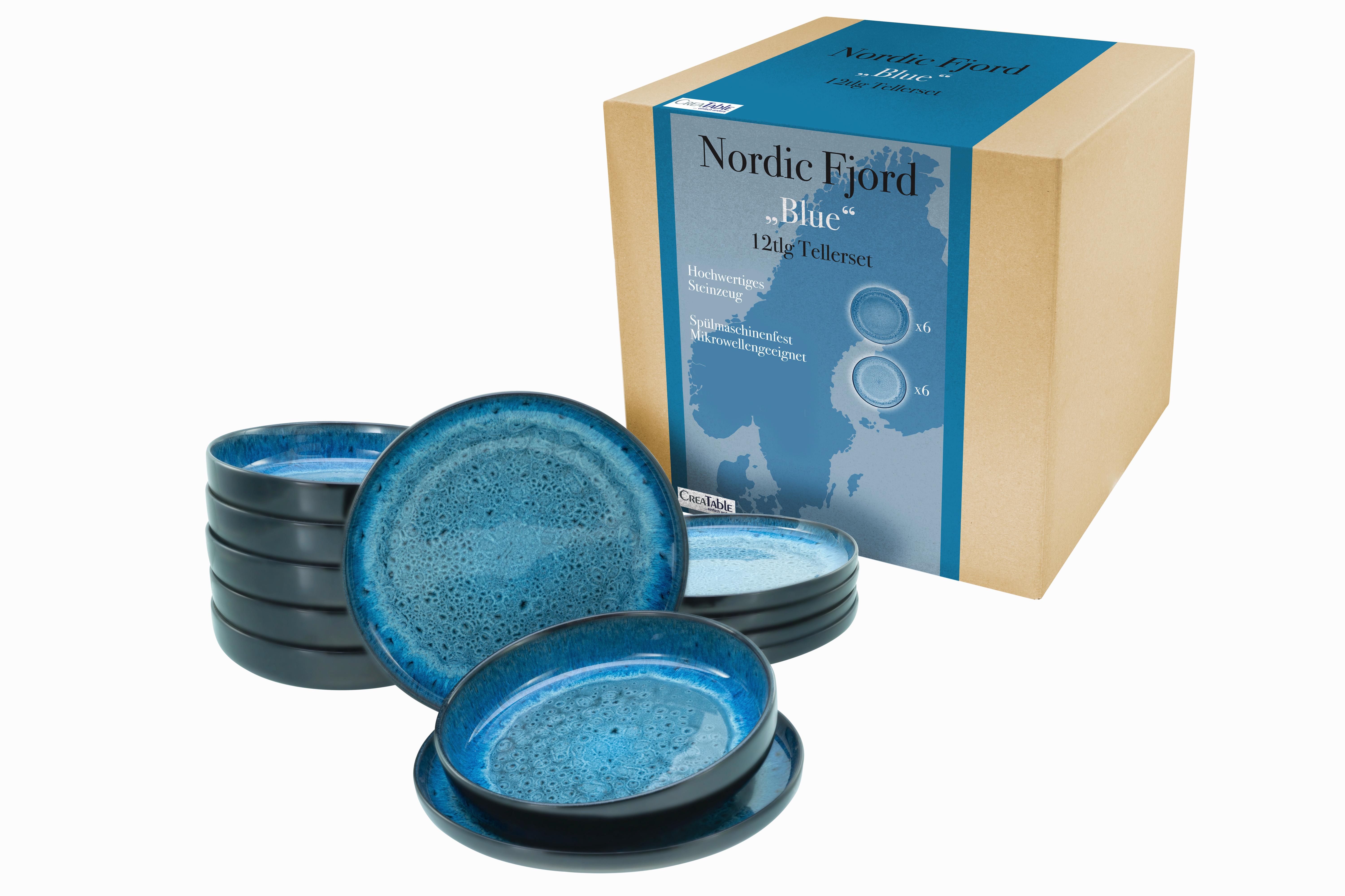 Jedilni Servis Nordic Fjord Blue, 12-Delni - modra, Trend, keramika - Creatable