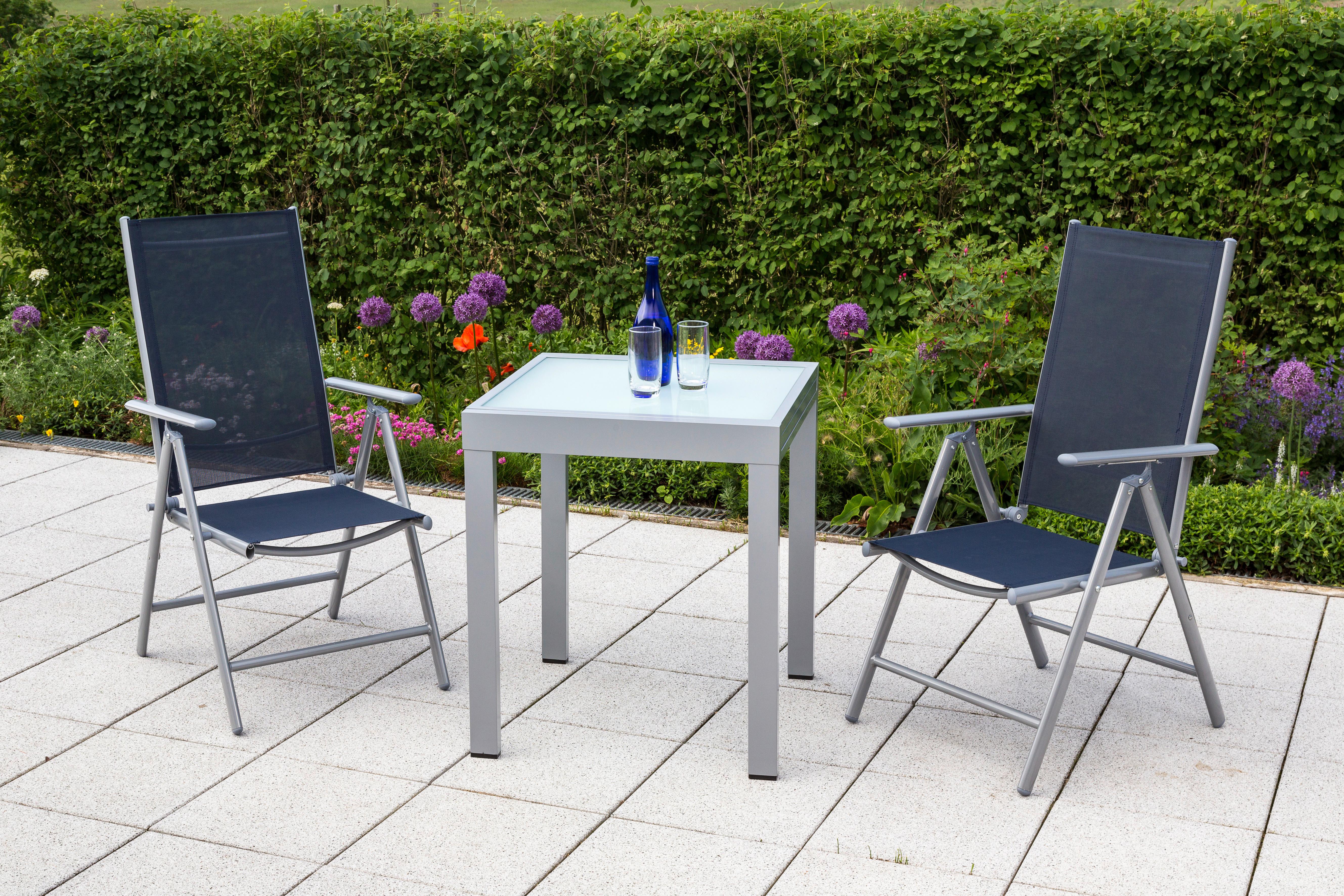 GARTENSET AMALFI - Blau/Silberfarben, MODERN, Textil/Metall - Gardenson
