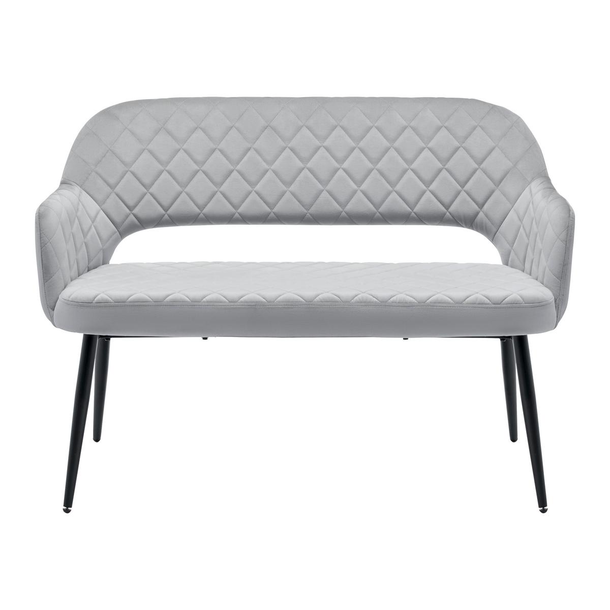 Sitzbank Isabella Grau Samt Gepolstert - Schwarz/Grau, MODERN, Holz/Textil (112/78/62cm) - Bessagi Home